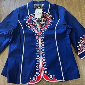 Bob Mackie Royal Blue Embroidered Blazer